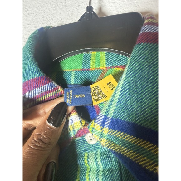 Polo Ralph Lauren Green/Blue Multi Plaid Flannel Button Down Shirt Size S Preppy - Picture 13 of 13